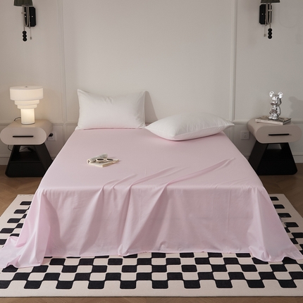 91家纺网 家纺一手货源 找家纺 EH家居 2024新款60支长绒棉纯色单床单 杏花粉