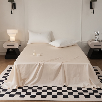 91家纺网 家纺一手货源 找家纺 EH家居 2024新款60支长绒棉纯色单床单 汉白玉