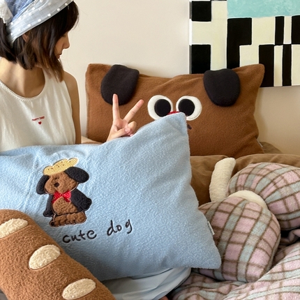 91家纺网 家纺一手货源 找家纺 桔子 2024新款羊毛绒烘焙系列四件套 吐司狗