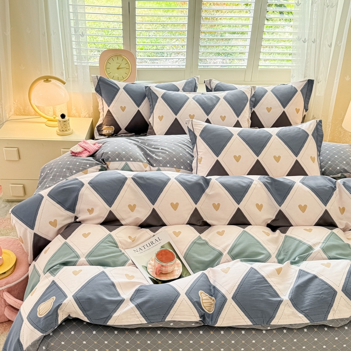 91家纺网 家纺一手货源 找家纺 洺兰家居 2025年新款全棉A类全喷气印花小清新单被套 贝尔