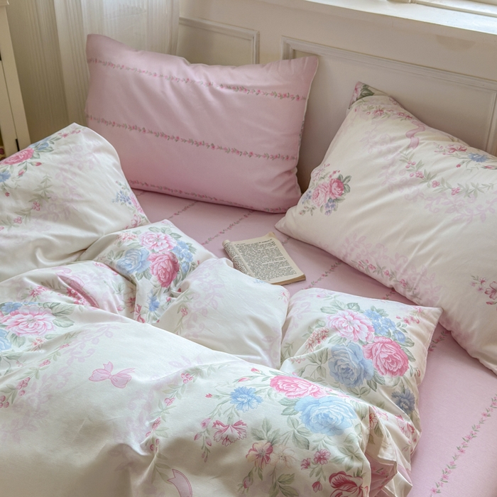 91家纺网 家纺一手货源 找家纺 曼之夏 2024新款全棉印花四件套 花予你