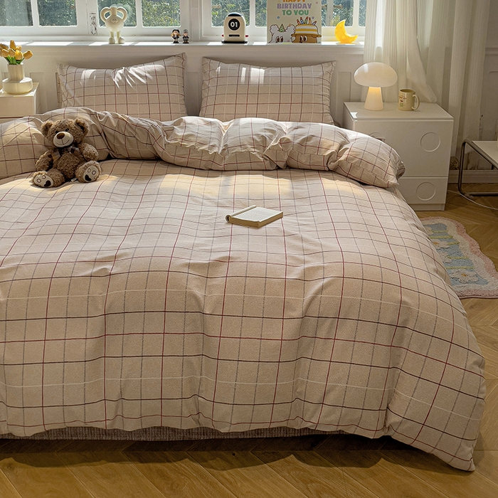 91家纺网 家纺一手货源 找家纺 捌月 2025新款13372喷气全棉四件套-简约风系列 西伦