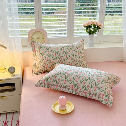 91家纺网 家纺一手货源 找家纺 （总）洺兰家居 2025年新款全棉A类全喷气印花小清新单枕套