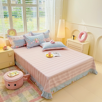 91家纺网 家纺一手货源 找家纺 （总）洺兰家居 2025年新款全棉A类全喷气印花小清新单床单