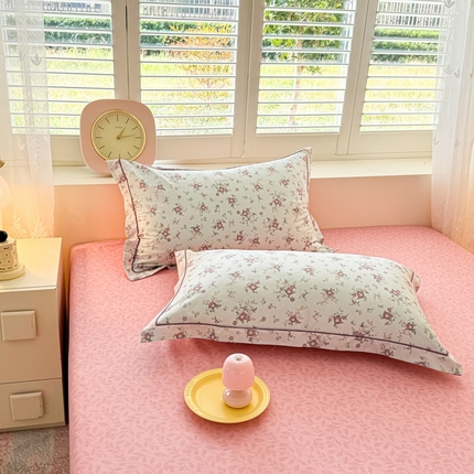 洺兰家居 2025年新款全棉A类全喷气印花小清新单枕套 木槿