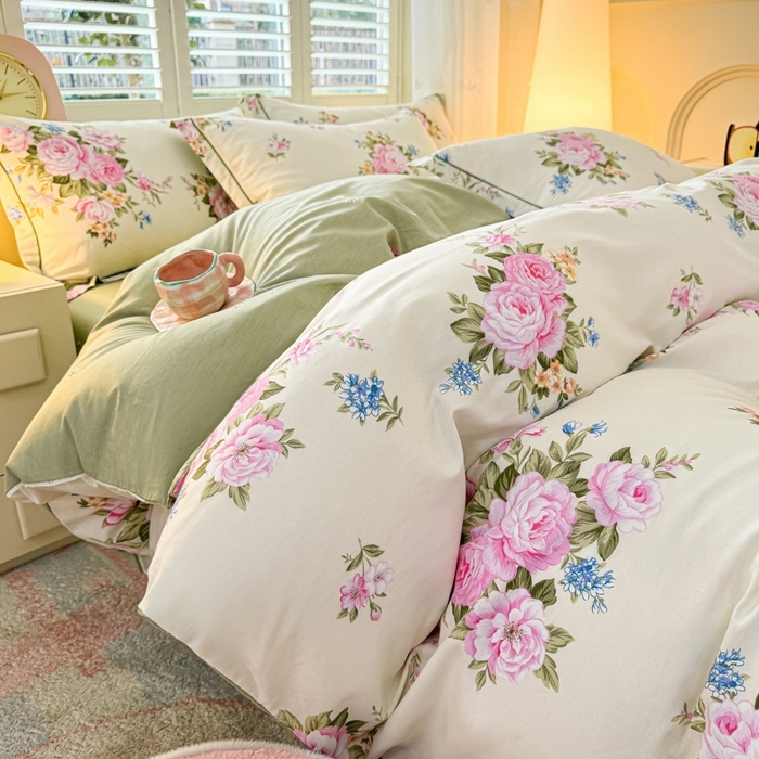 91家纺网 家纺一手货源 找家纺 洺兰家居 2025年新款全棉A类全喷气印花小清新单被套 锦绣