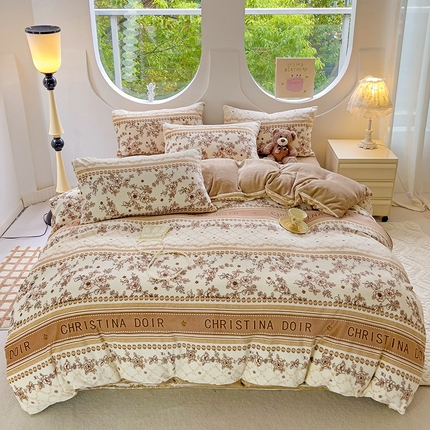 玉海棠家纺 2024新款6.5斤牛奶绒四件套 莫奈花园