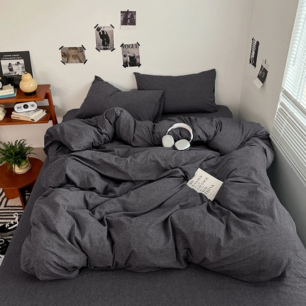 91家纺网 家纺一手货源 找家纺 （总）思诺羽床笠 2025新款高克重微皱双拼水洗棉四件套