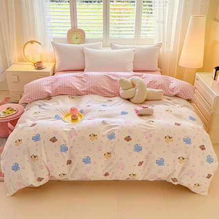 洺兰家居 2025年新款全棉A类全喷气印花小清新单被套 快乐狗狗