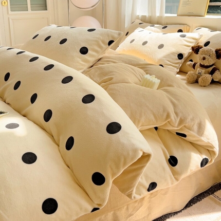 玉海棠家纺 2024新款6.5斤牛奶绒四件套 波点