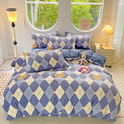 玉海棠家纺 2024新款6.5斤牛奶绒四件套 英伦时光