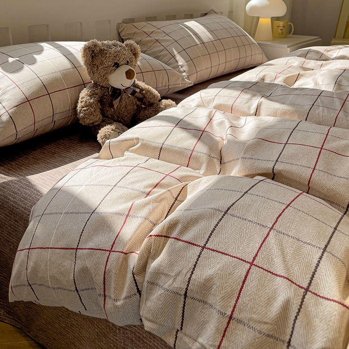 91家纺网 家纺一手货源 找家纺 捌月 2025新款13372喷气全棉四件套-简约风系列 西伦