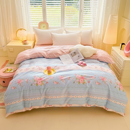 91家纺网 家纺一手货源 找家纺 （总）洺兰家居 2025年新款全棉A类全喷气印花小清新单被套