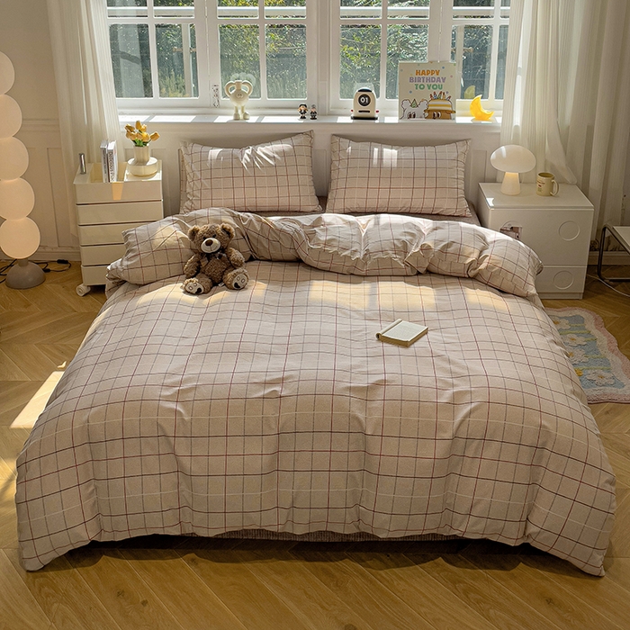 91家纺网 家纺一手货源 找家纺 捌月 2025新款13372喷气全棉四件套-简约风系列 西伦