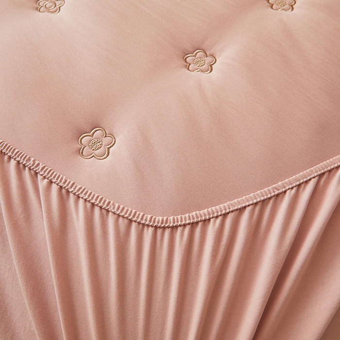 91家纺网 家纺一手货源 找家纺 笠客家纺 2024新款A类母婴级夹棉床笠单件席梦思床垫保护套防滑固定蝴蝶结床罩（买家秀联系我） 花圆豆沙