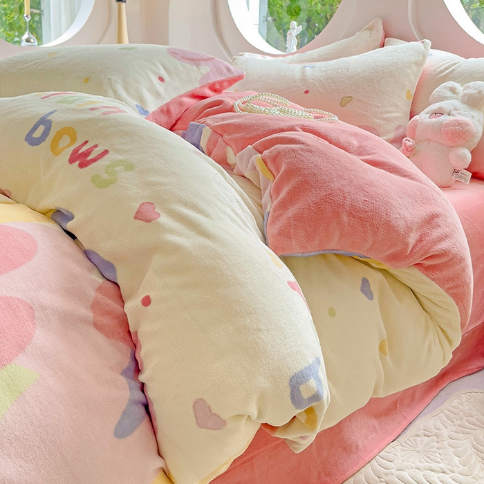 91家纺网 家纺一手货源 找家纺 玉海棠家纺 2024新款6.5斤牛奶绒四件套 彩虹