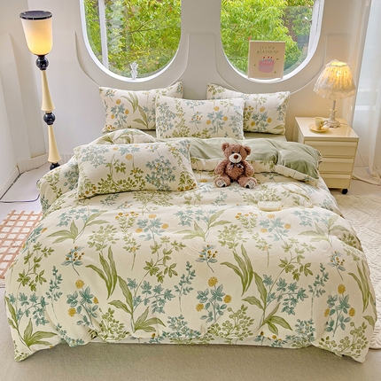 玉海棠家纺 2024新款6.5斤牛奶绒四件套 花香叶柔