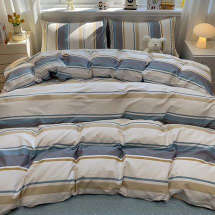 91家纺网 家纺一手货源 找家纺 捌月 2025新款13372喷气全棉四件套-简约风系列 脉动