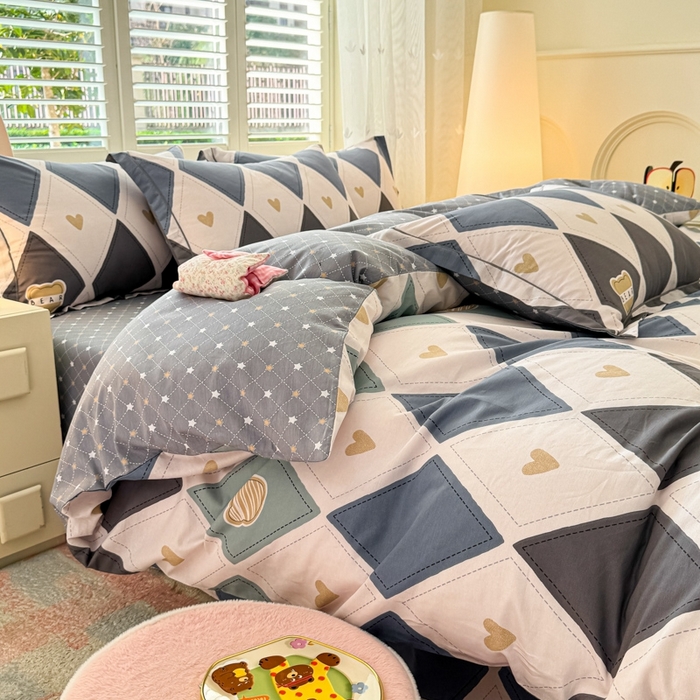 91家纺网 家纺一手货源 找家纺 洺兰家居 2025年新款全棉A类全喷气印花小清新单被套 贝尔