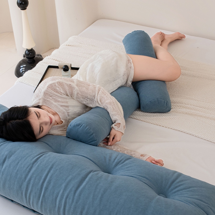 91家纺网 家纺一手货源 找家纺 碧尔家居 2025新款轻奢风床头靠枕榻榻米三角大靠垫软包加厚防撞护腰沙发靠背可拆洗蓝色