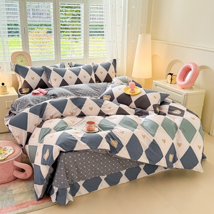 91家纺网 家纺一手货源 找家纺 洺兰家居 2025年新款全棉A类全喷气印花小清新单被套 贝尔