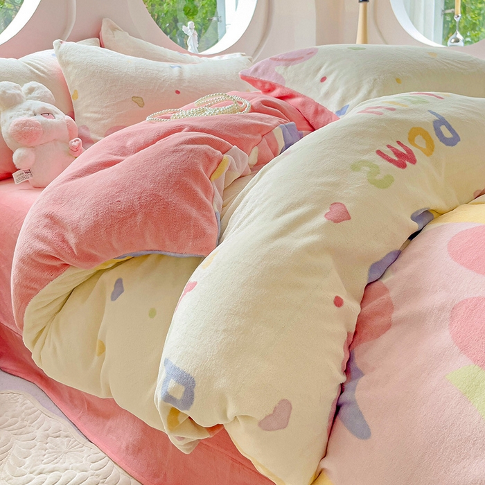 91家纺网 家纺一手货源 找家纺 玉海棠家纺 2024新款6.5斤牛奶绒四件套 彩虹