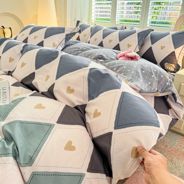 91家纺网 家纺一手货源 找家纺 洺兰家居 2025年新款全棉A类全喷气印花小清新单被套 贝尔