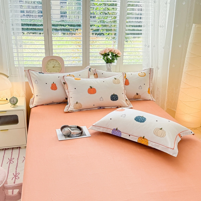 91家纺网 家纺一手货源 找家纺 洺兰家居 2025年新款全棉A类全喷气印花小清新单床单 南瓜派