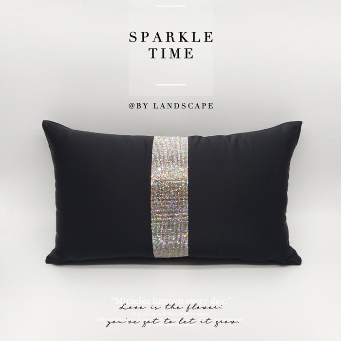 91家纺网 家纺一手货源 找家纺 澜屿 禅丝高精密宽条钻小抱枕 黑色