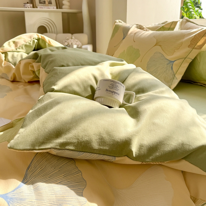 91家纺网 家纺一手货源 找家纺 优品阁 2024新款亲肤舒适全棉磨毛四件套学生三件套系列  三生有杏