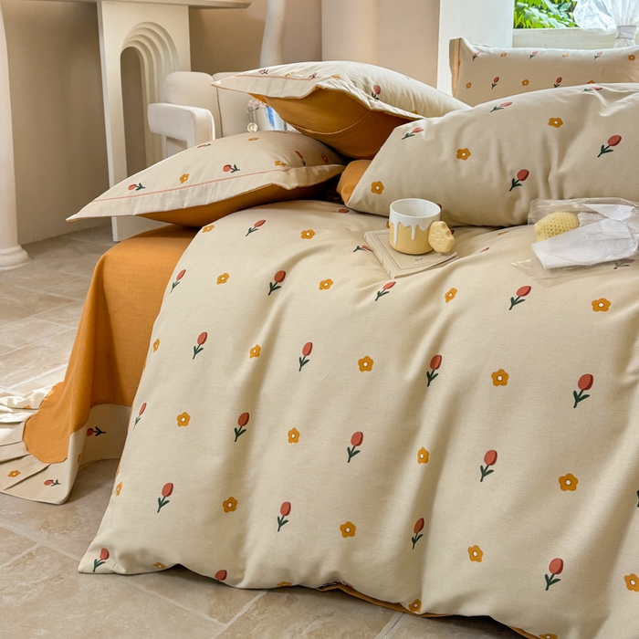 91家纺网 家纺一手货源 找家纺 优品阁 2024新款亲肤舒适全棉磨毛四件套学生三件套系列  艾莎