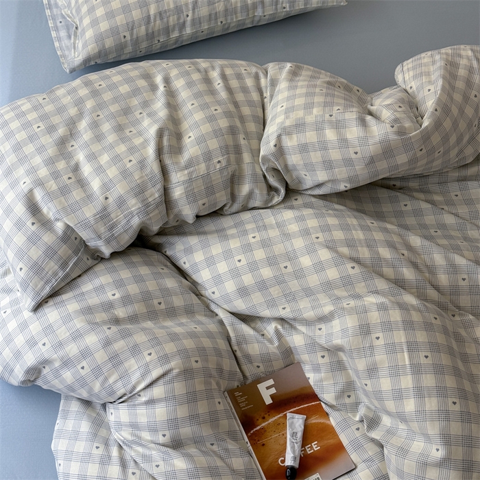 91家纺网 家纺一手货源 找家纺 窝米 2025新款ins极简风双层纱系列四件套 伯克利蓝