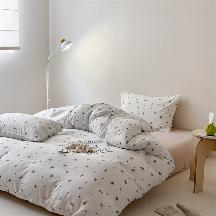 91家纺网 家纺一手货源 找家纺 窝米 2025新款ins极简风双层纱系列四件套 弥境米