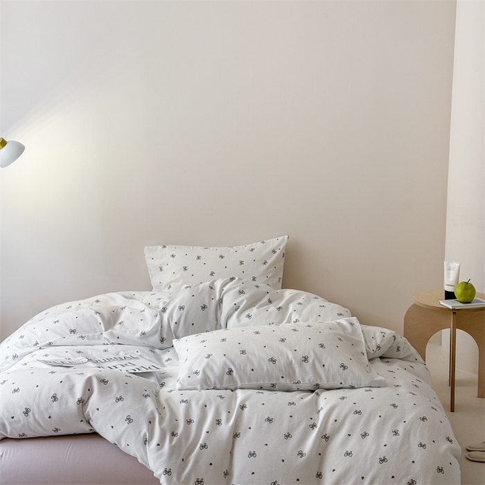 91家纺网 家纺一手货源 找家纺 窝米 2025新款ins极简风双层纱系列四件套 弥境米