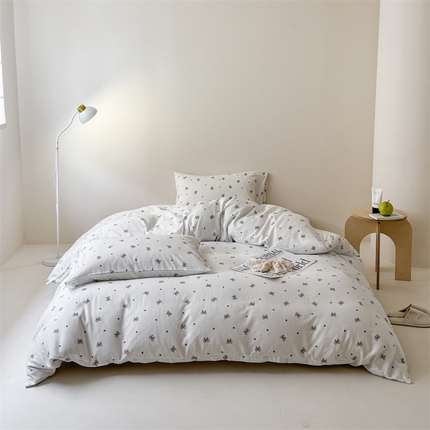 窝米 2025新款ins极简风双层纱系列四件套 弥境米