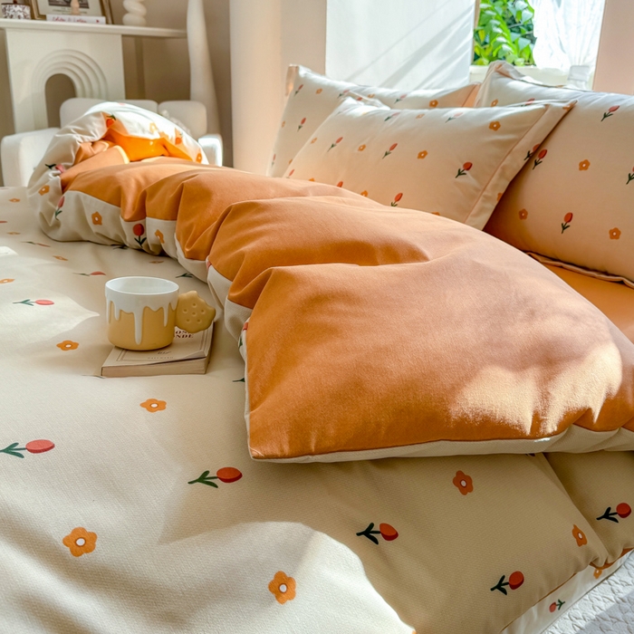 91家纺网 家纺一手货源 找家纺 优品阁 2024新款亲肤舒适全棉磨毛四件套学生三件套系列  艾莎