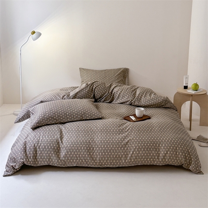 窝米 2025新款ins极简风双层纱系列四件套 自由派咖