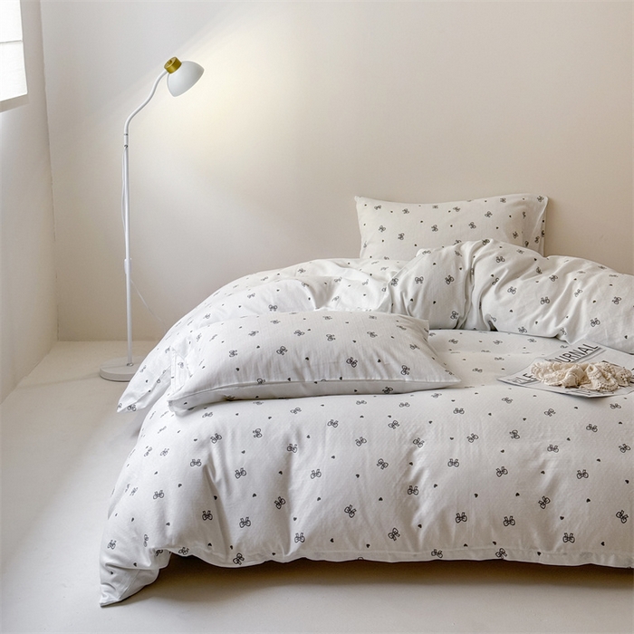 91家纺网 家纺一手货源 找家纺 窝米 2025新款ins极简风双层纱系列四件套 弥境米