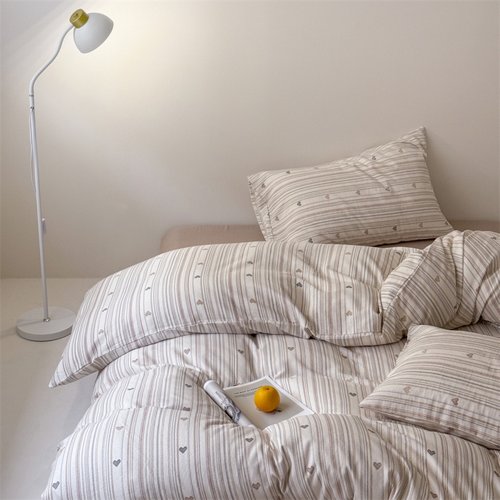 91家纺网 家纺一手货源 找家纺 窝米 2025新款ins极简风双层纱系列四件套 拿铁米