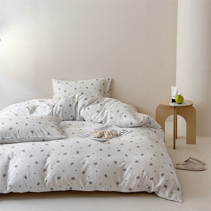 91家纺网 家纺一手货源 找家纺 窝米 2025新款ins极简风双层纱系列四件套 弥境米