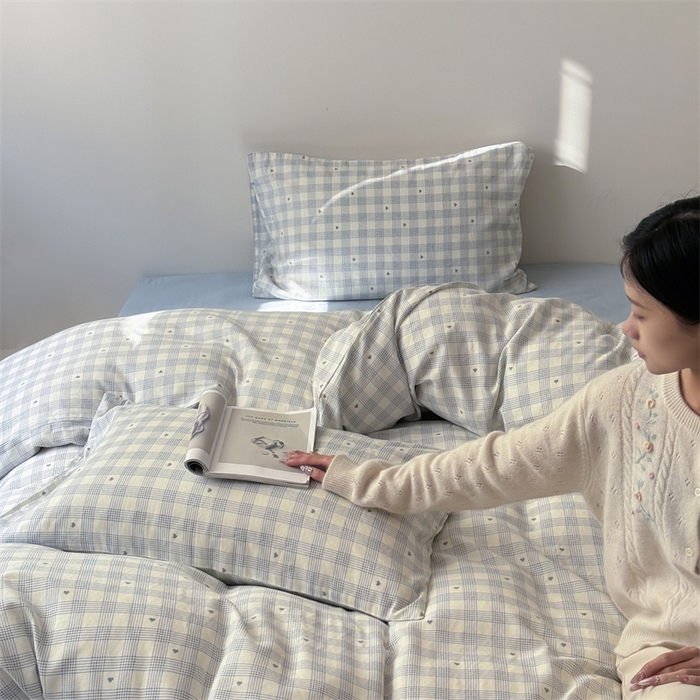 91家纺网 家纺一手货源 找家纺 （总）窝米 2025新款ins极简风双层纱系列四件套