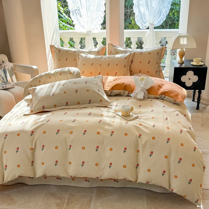 91家纺网 家纺一手货源 找家纺 优品阁 2024新款亲肤舒适全棉磨毛四件套学生三件套系列  艾莎