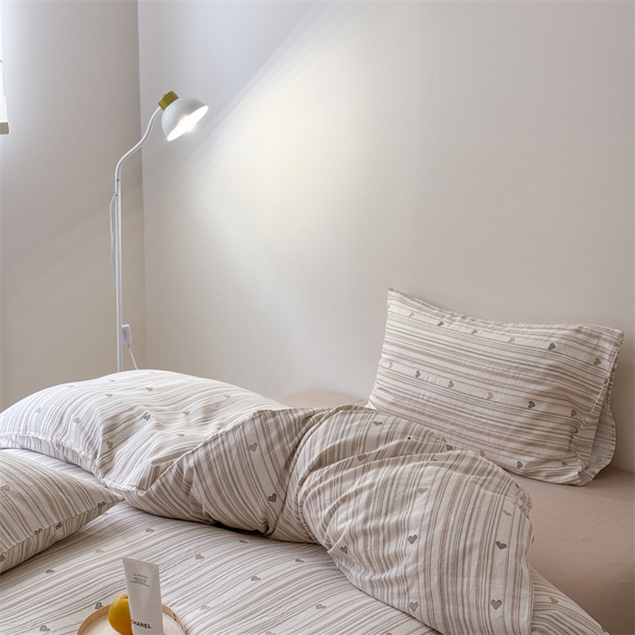 91家纺网 家纺一手货源 找家纺 窝米 2025新款ins极简风双层纱系列四件套 拿铁米