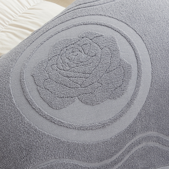 91家纺网 家纺一手货源 找家纺 美宜家 2025新款全棉怀旧老式毛巾圈枕巾一对 盛开浅灰