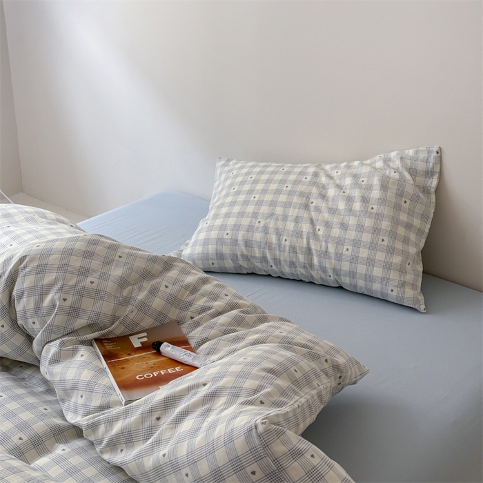 91家纺网 家纺一手货源 找家纺 窝米 2025新款ins极简风双层纱系列四件套 伯克利蓝