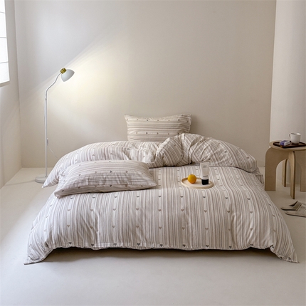 91家纺网 家纺一手货源 找家纺 窝米 2025新款ins极简风双层纱系列四件套 拿铁米