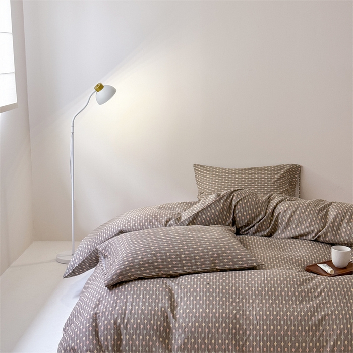 91家纺网 家纺一手货源 找家纺 窝米 2025新款ins极简风双层纱系列四件套 自由派咖