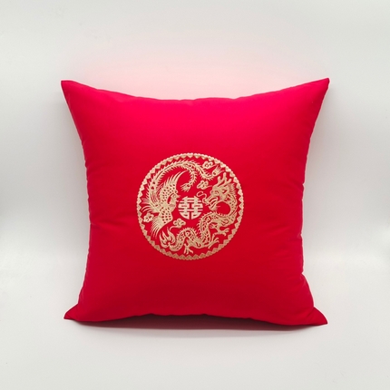 （总）澜屿 新款全棉100支大红刺绣抱枕