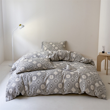 91家纺网 家纺一手货源 找家纺 （总）窝米 2025新款ins极简风双层纱系列四件套