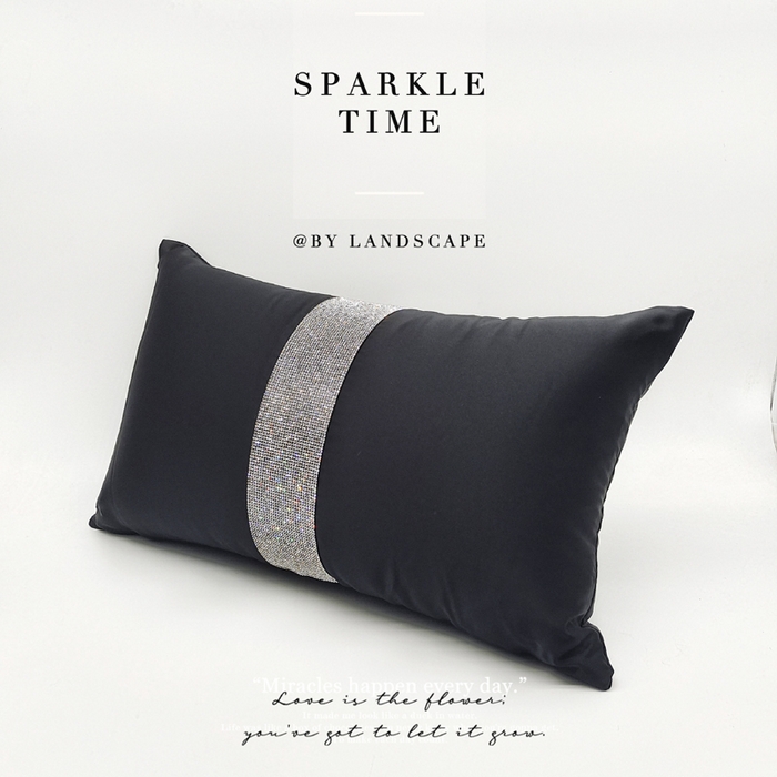 91家纺网 家纺一手货源 找家纺 澜屿 禅丝高精密宽条钻小抱枕 黑色